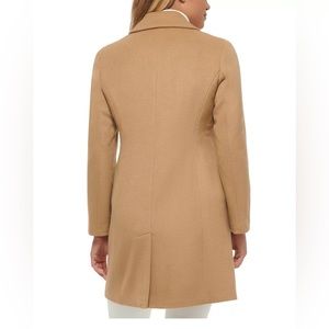 Calvin Klein Single-Breasted Cashmere Blend Coat | Size 4 | Camel |